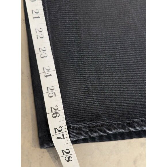 Topshop Womens Dad Jeans Sz 28 Black Mid Rise Straight Leg Distressed Button Fly - Picture 10 of 11